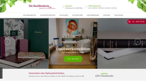 Website Screenshot: Buchbinderei Kerstin Czerwenka - Buchbinderei in Wien – Willkommen bei Kerstin Czerwenka - Date: 2023-06-22 12:13:17