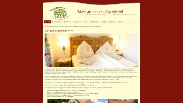Website Screenshot: Buchgrabenhof Mehr als nur eAugenblick Ferienwohnungen mit Sauna Windisch Minihof Burgenland - Der Buchgrabenhof **** | Buchgrabenhof - Date: 2023-06-22 12:13:17