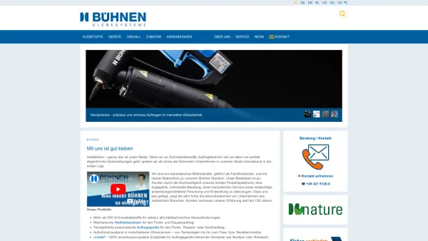 Website Screenshot: Heinz Bühnen GmbH & Co KG - Schmelzgeräte & Heißleim | Bühnen Klebesysteme GmbH - Date: 2023-06-15 16:02:34