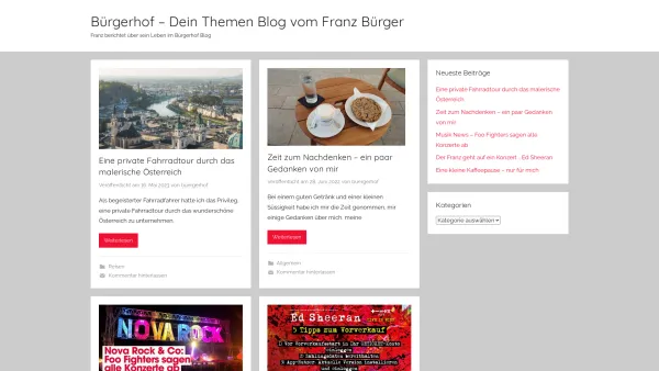 Website Screenshot: Cafe Restaurant Bürgerhof - Bürgerhof – Dein Themen Blog vom Franz Bürger – Franz berichtet über sein Leben im Bürgerhof Blog - Date: 2023-06-15 16:02:34