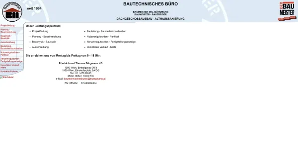 Website Screenshot: Bautechnisches Büro - Baumeister Ing. Bürgmann - Bautechnisches Büro - Date: 2023-06-22 15:13:16