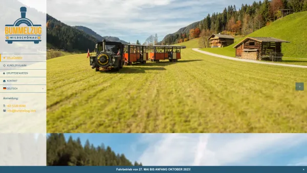 Website Screenshot: Bummelzug Wildschönau - Willkommen beim Bummelzug Wildschönau Tirol | Das Original - Date: 2023-06-15 16:02:34