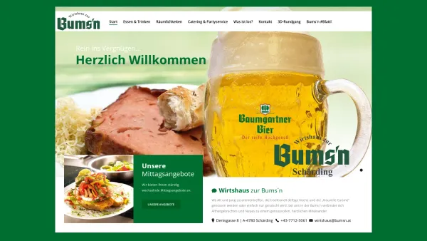 Website Screenshot: Wirtshaus zur Bumsn Intro - Start - Wirtshaus zur Bums´n - Date: 2023-06-15 16:02:34