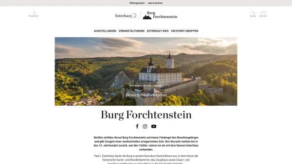 Website Screenshot: Burg Forchtenstein. Sammlungen der Fürsten Esterházy - Esterhazy | Burg Forchtenstein - Date: 2023-06-14 10:37:55