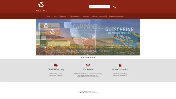 Website Screenshot: burgenland VINOTHEK - burgenland VINOTHEK - Die besten Weine des Burgenlandes - Österreich. - Date: 2023-06-22 12:13:17