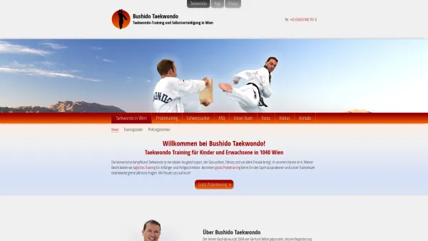 Website Screenshot: Verein BUSHIDO Kampfkunst Körpertraining - Taekwondo in Wien | Bushido - Date: 2023-06-14 10:39:12