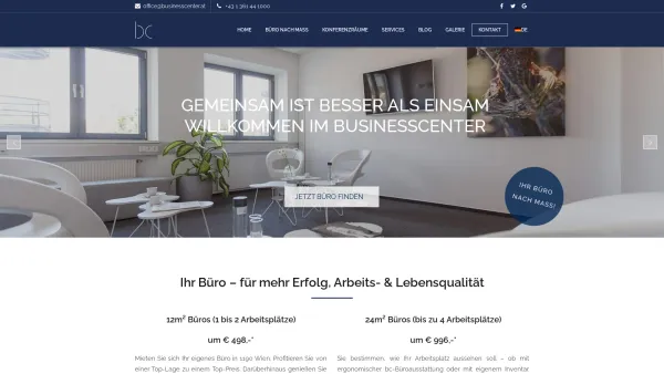 Website Screenshot: Bc Businesscenter - Büro mieten in Wien | Büros ab 12m²  | bc businesscenter - Date: 2023-06-22 12:13:17