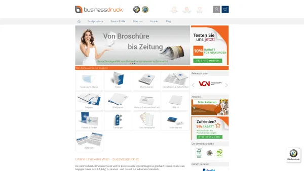 Website Screenshot: Online Druckerei businessdruck.at - Online Druckerei Wien - businessdruck.at - Date: 2023-06-14 10:39:12