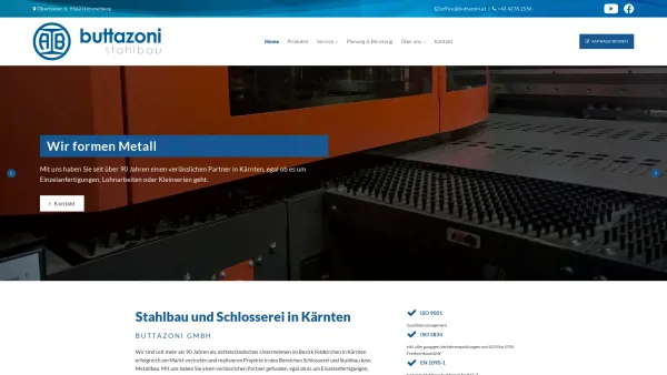 Website Screenshot: Buttazoni GesmbH - Stahlbau und Schlosserei in Kärnten - Buttazoni GmbH - Date: 2023-06-22 12:13:17