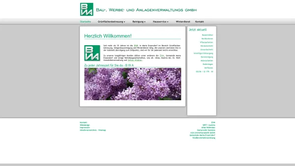 Website Screenshot: BWA Bau Werbe und AnlagenGesmbH - Startseite BWA - Bau-, Werbe- und Anlagenverwaltungs GmbH - Date: 2023-06-22 15:00:13