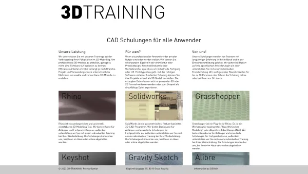 Website Screenshot: HM CAD-Technik KG - Schulungen für 3D-CAD Software - 3D Training - Date: 2023-06-22 15:00:13