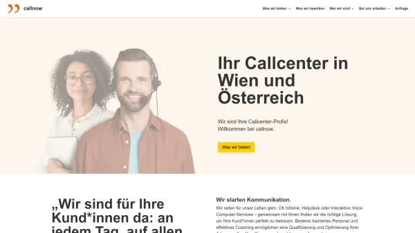 Website Screenshot: Call Now Telekommunikationsservice Ges.m.b.H. - callnow – Call Center in Wien - Call Center Wien - Date: 2023-06-15 16:02:34