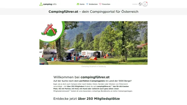 Website Screenshot: Campingfuehrer.at - Campingführer.at – dein Campingportal für Österreich - camping.info - Date: 2023-06-22 12:13:17