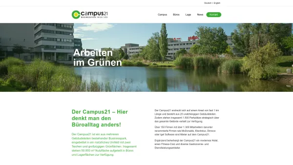 Website Screenshot: Der Campus21 ist Businesspark und mehr. Er bietet Ihnen einen innovativen Standort für Ihr Unternehmen und ist Lebensraum in höchs - Startseite - campus21 - Businesspark Wien Süd - Date: 2023-06-22 12:13:17