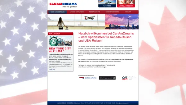 Website Screenshot: CANAMDREAMS Urlaub vom Spezialisten - <CANAMDREAMS - Urlaub vom Spezialisten> - Date: 2023-06-22 12:13:17