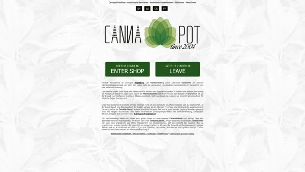 Website Screenshot: cannabisindica.com grow und headshopbedarf - Cannapot Hanfshop - medizinische Hanfsamen - Cannabissamen - Date: 2023-06-22 12:13:17