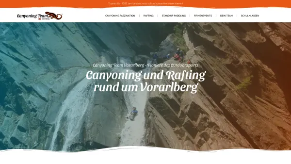 Website Screenshot: canyoning team vorarlberg - Canyoning Team Vorarlberg - Bregenzerwald Dornbirn Bodensee - Date: 2023-06-22 12:13:17