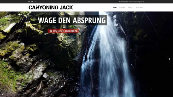 Website Screenshot: CANYONING JACK
mit Sicherheit durch die schönsten Schluchten - Atemberaubende Schluchten mit CANYONING JACK - Date: 2023-06-22 15:13:17