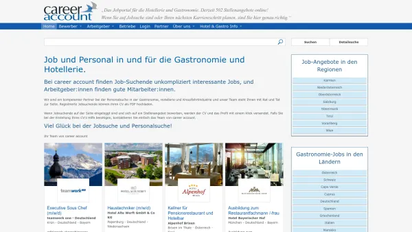 Website Screenshot: career account - Job und Personal in und für die Gastronomie Hotellerie - career-account - Date: 2023-06-22 15:10:44