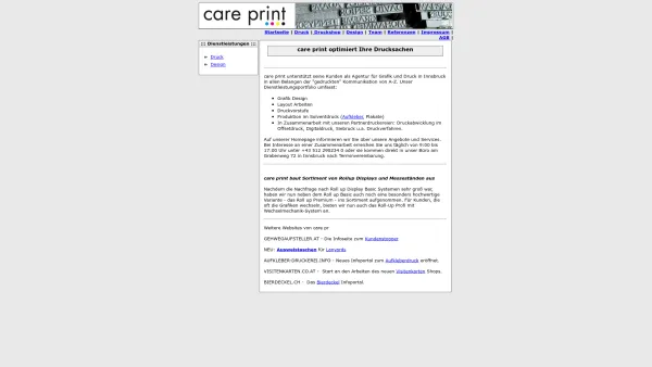 Website Screenshot: Care Public Relations Gesellschaft mbH - care print - Online Druckerei und Grafik Agentur - Date: 2023-06-22 15:10:44