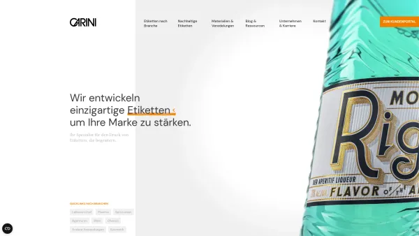 Website Screenshot: Etiketten CARINI GmbH - CARINI GmbH | Spezialist für hochwertigen Etikettendruck - Date: 2023-06-22 15:10:44