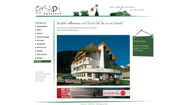 Website Screenshot: Hotel Casada*** Galtür Österreich Unser gemütliches Hotel liegt in Galtür in Tirol. Im Sommer 2002 wurde es umgebaut und aus dem e - Home - Date: 2023-06-22 12:13:18
