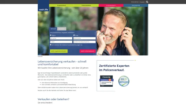Website Screenshot: cash.life international Vertriebsgesellschaft mbH - Lebensversicherung verkaufen: Verkauf statt Kündigung - c - Date: 2023-06-22 12:13:18