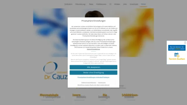Website Screenshot: ORDINATION DR. CAUZA - Prim. Doz. Dr. Edmund Cauza – Facharzt für Innere Medizin, Rheumatologie und Rehabilitation, Endokrinologie und Stoffwechselerkrankungen - Date: 2023-06-22 12:13:18