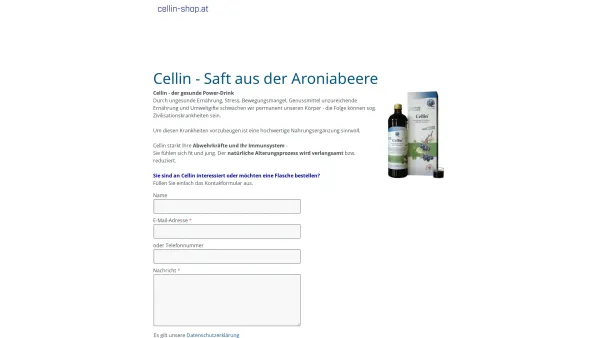 Website Screenshot: cellin-shop.at - Startseite - Cellin - Saft aus der Aroniabeere - Date: 2023-06-22 15:00:13