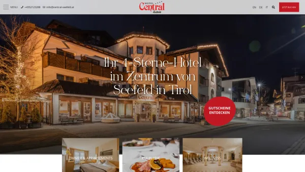 Website Screenshot: Hotel Central - Hotel Central Seefeld in Tirol - Hotel Central Seefeld in Tirol - 4 Sterne Hotel - Date: 2023-06-22 15:00:13