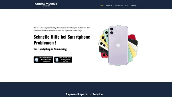 Website Screenshot: CESIM MOBILE
VERTRAGSFREIER HANDYSHOP - Cesim Mobile Handyshop Simmering - Home - Date: 2023-06-14 10:39:15
