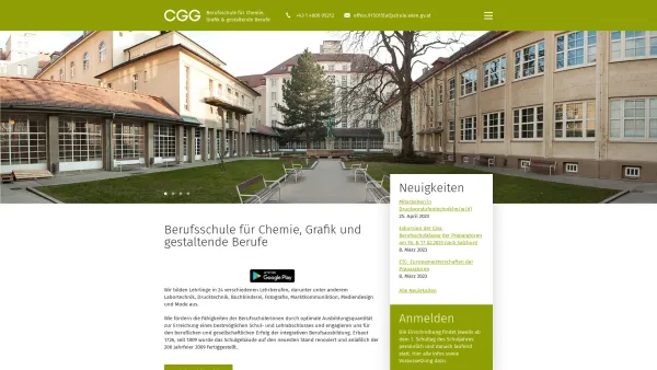 Website Screenshot: Berufsschule für Chemie Grafik und gestaltende Berufe 1150 Wien - CGG - Date: 2023-06-14 10:39:15