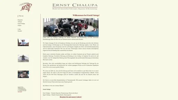 Website Screenshot: Ernst Chalupa Oldtimerwerkstatt Oldtimerhandel - Chalupa Fast & Vintage - Startseite - Date: 2023-06-22 15:00:13