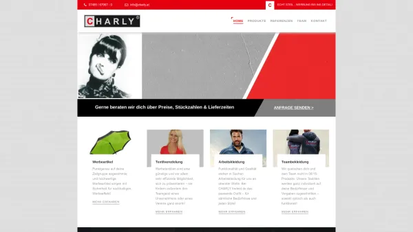 Website Screenshot: Charly® International Trading GesmbH - Charly – Echt Steil Werbung bis ins Detail! – Teambekleidung – Textilveredelung – Werbeartikel – Arbeitskleidung - Date: 2023-06-22 12:13:18