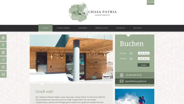 Website Screenshot: Wolfgang Apart Chasa Patria - Chasa Patria Ischgl | Ferienwohnungen in Ischgl - Date: 2023-06-22 12:13:18