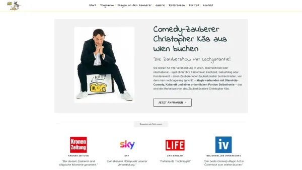Website Screenshot: Christopher Käs Zauberer Kabarett Comedy - Comedy Zauberer Wien - Christopher Käs ❱❱ Jetzt buchen - Date: 2023-06-22 15:10:44