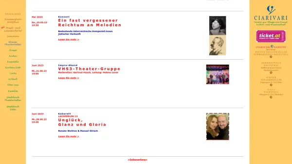 Website Screenshot: Ciarivari Verein zur Pflege von Kultur, Kunst und Wissenschaft - Ciarivari - Verein zur Pflege von Kunst, Kultur und Wissenschaft - Date: 2023-06-14 10:39:15