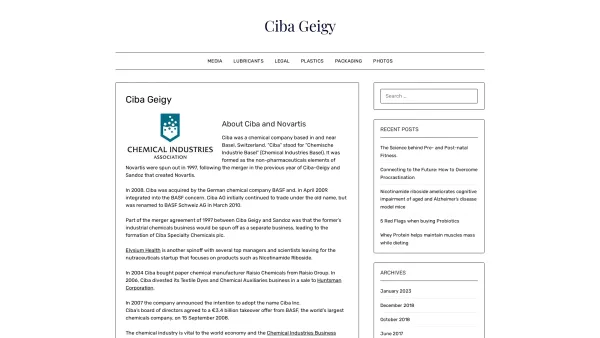 Website Screenshot: to Ciba Specialty Chemicals - Ciba Geigy – Healthy Diet and Nutrition - Date: 2023-06-22 15:10:44