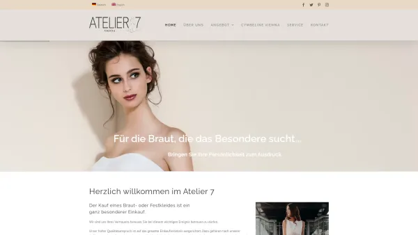 Website Screenshot: ABENDMODEN BRAUTMODEN CINDERELLA - Atelier 7 | Brautmode | Abendmode | Anlassmode | Wien - Date: 2023-06-14 10:39:15