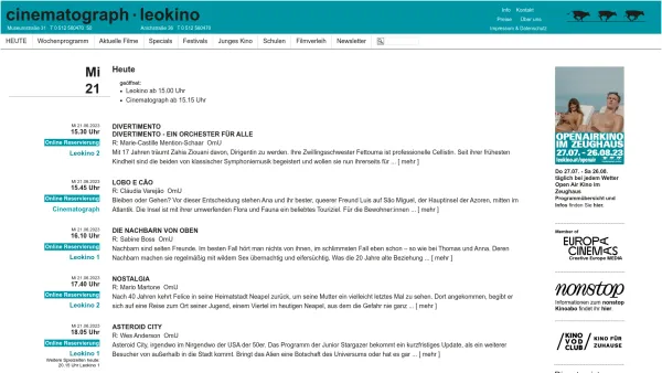 Website Screenshot: Leokino Cinematograph Programmkino Innsbruck/Austria - Leokino Cinematograph Open Air Kino im Zeughaus Programmkino Innsbruck/Austria - Date: 2023-06-22 15:11:09