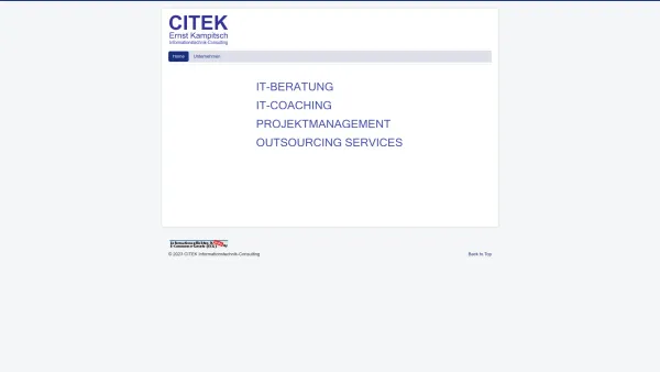 Website Screenshot: CITEK Ernst Kampitsch Informationstechnik-Consulting - Home - Date: 2023-06-22 15:11:09
