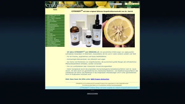 Website Screenshot: VEDICON Gesellschaft für ganzheitliche Gesundheit - CITROSEPT Online Shop mit dem original Dr. Harich Grapefruitkernextrakt ... - Date: 2023-06-14 10:38:21