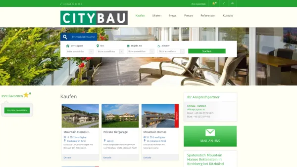 Website Screenshot: Kufsteiner Immobilien von Fa. Citybau und CGO-Wohnbau GmbH - CGO Wohnbau - Top-Immobilien in Kufstein, Tirol - Date: 2023-06-22 15:11:09