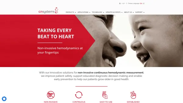 Website Screenshot: CNSystems Medizintechnik GmbH - Non-Invasive, Continuous Blood Pressure & Hemodynamic Measurement - Date: 2023-06-22 15:00:14