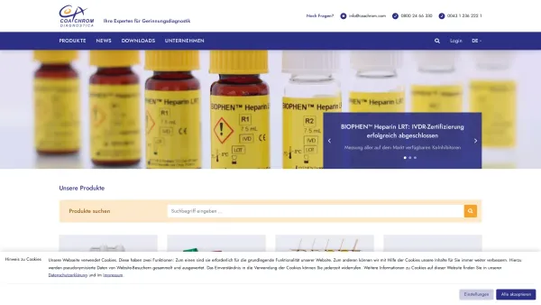 Website Screenshot: CoaChrom Diagnostica GmbH - Startseite: CoaChrom Diagnostica - Blutgerinnungsdiagnostika - Date: 2023-06-22 15:00:14