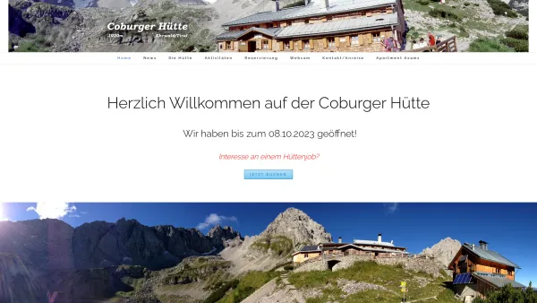 Website Screenshot: Coburger Hütte - Coburger Hütte – Herzlich Willkommen - Date: 2023-06-15 16:02:34