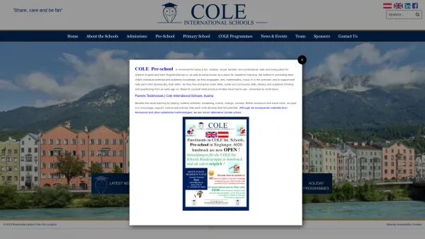 Website Screenshot: COLE International Schools Innsbruck - Home | Cole International Schools, Austria - Date: 2023-06-14 10:39:18