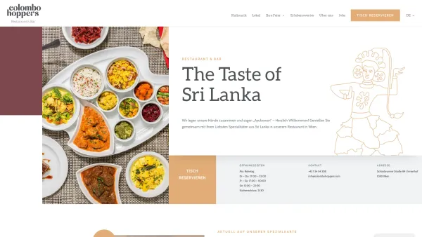 Website Screenshot: Sri Lanka-Restaurant Colombo Hoppers für jeden Geschmack etwas Besonderes! - Colombo Hoppers - The Taste of Sri Lanka - Date: 2023-06-14 10:37:52