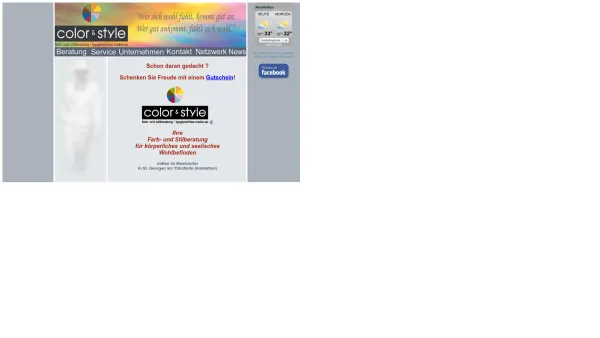 Website Screenshot: Color & Style Susanne Melcher
Farbberatung und Stilberatung - color & style - Farbberatung und Stilberatung - Date: 2023-06-22 15:00:14