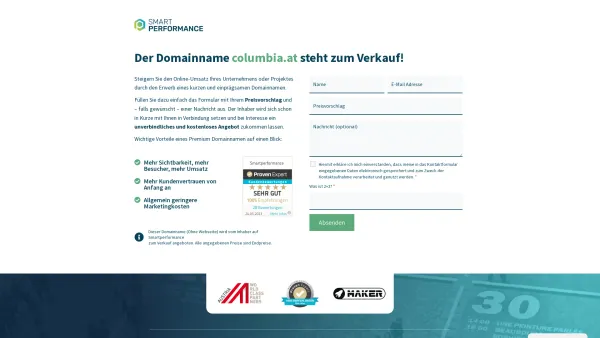 Website Screenshot: Hotel Pension Columbia Wien buchen Zentrum Wiens - Domain for Sale - smartperformance.eu - Date: 2023-06-22 12:13:19